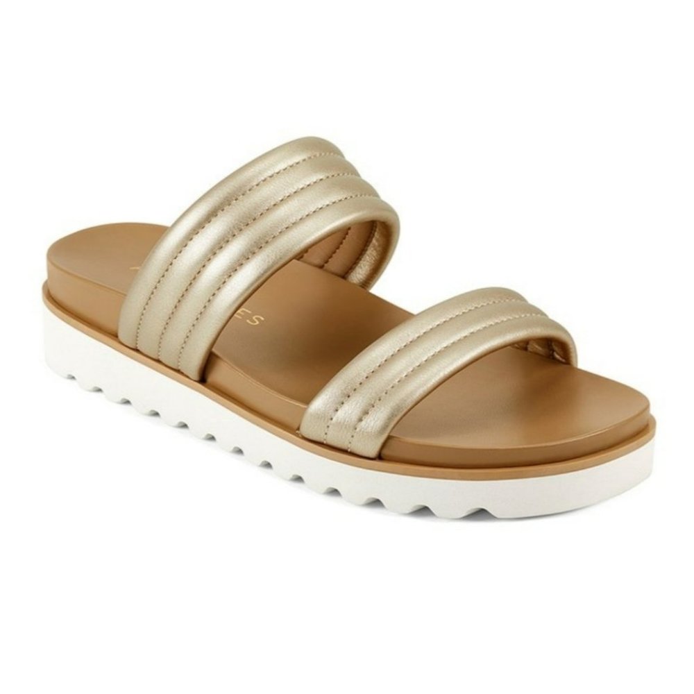 AEROSOLES Gold Puffer Strap Kinnelon Sandal
